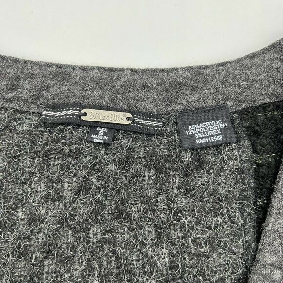 Miss Me Black/Gray Sequin Shoulder Women’s Cardigan Small - Picture 2 of 6